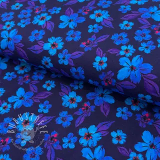 Jersey Hannah flowers blue digital print