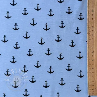 Jersey GLITTER Anchor light blue