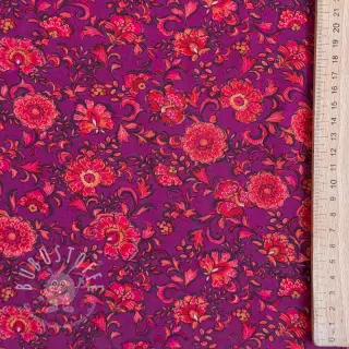 Viskosestoff POPLIN STRETCH Flowers fuchsia digital print