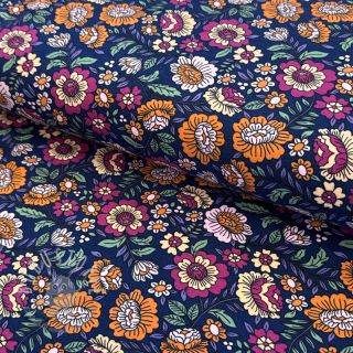 Jersey Flowers tossed navy