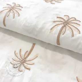 Baumwollstoff VOILE EMBROIDERY Palm cream