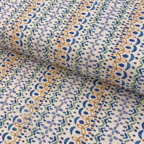 Dekostoff Linenlook Blue pattern digital print