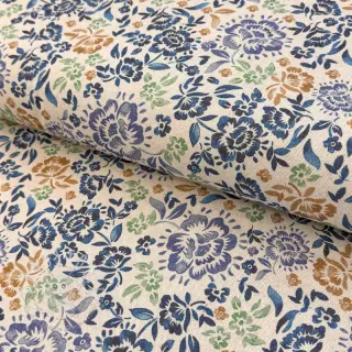Dekostoff Linenlook Blue roses digital print
