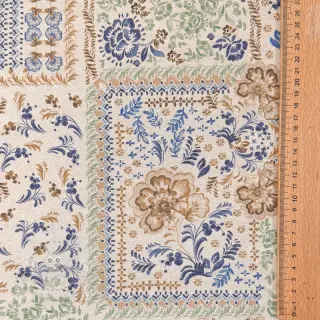 Dekostoff Linenlook Blue heritage digital print