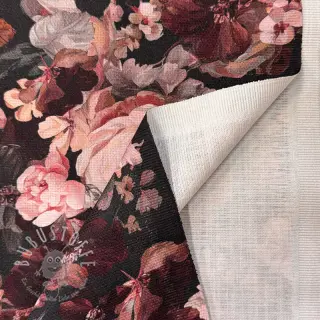 Dekostoff SLUB Bouquet burgundy digital print