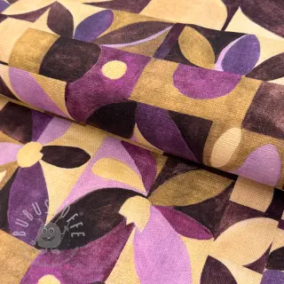Dekostoff SLUB Abstract flowie aubergine digital print