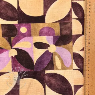 Dekostoff SLUB Abstract flowie aubergine digital print