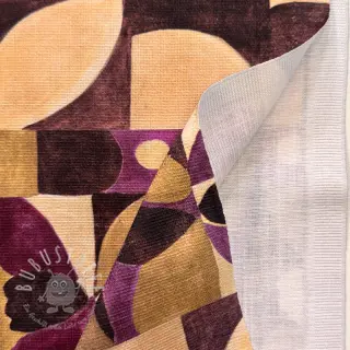 Dekostoff SLUB Abstract flowie aubergine digital print