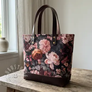 Dekostoff SLUB Bouquet burgundy digital print