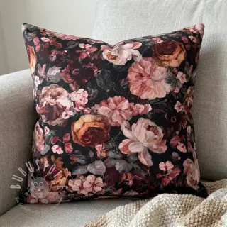 Dekostoff SLUB Bouquet burgundy digital print