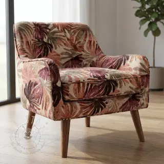 Dekostoff SLUB Leaves burgundy digital print