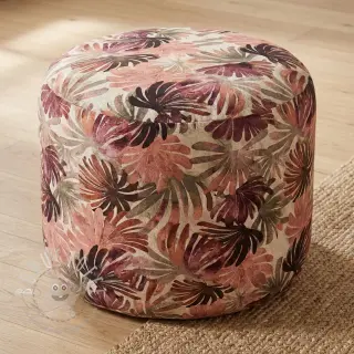 Dekostoff SLUB Leaves burgundy digital print