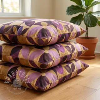 Dekostoff SLUB Abstract flowie aubergine digital print