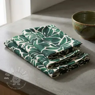Dekostoff Big leaves green digital print