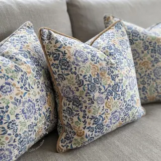 Dekostoff Linenlook Blue roses digital print
