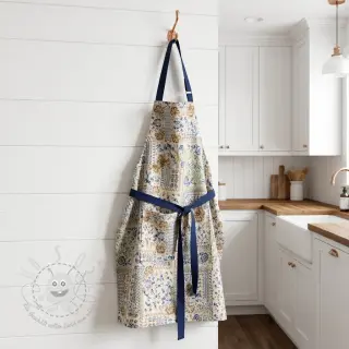 Dekostoff Linenlook Blue heritage digital print