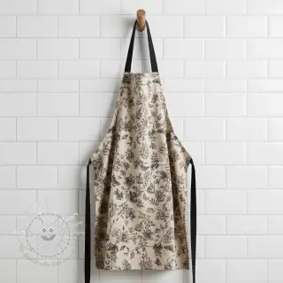 Dekostoff Linenlook Painting flowers black digital print