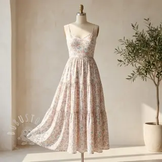 Lyocell mit Leinen und Seide Retro Flowers design E
