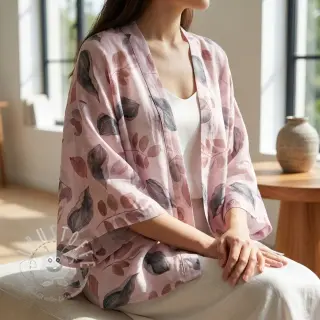 Lyocell mit Leinen und Seide Retro Flowers design B