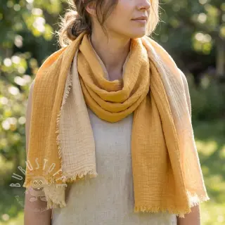 Double gauze/musselin DOUBLE FACE old yellow