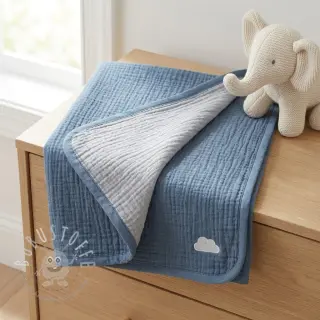 Double gauze/musselin DOUBLE FACE cloud blue