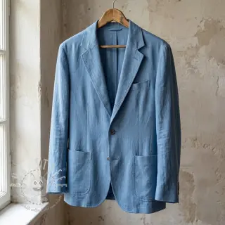 Viskosestoff leinen BUBBLY old blue