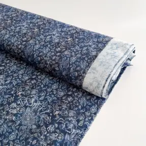 Viskosestoff RAYON POPLIN White flowers design C