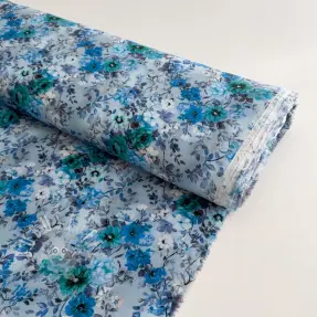 Viskosestoff RAYON POPLIN Flower sea design D