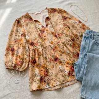 Viskosestoff RAYON POPLIN Flower sea design E