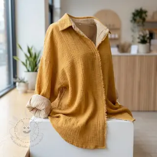 Double gauze/musselin DOUBLE FACE old yellow