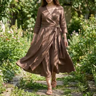 Viskosestoff leinen WASHED light brown