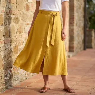 Viskosestoff leinen WASHED ochre