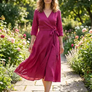 Viskosestoff leinen WASHED berry