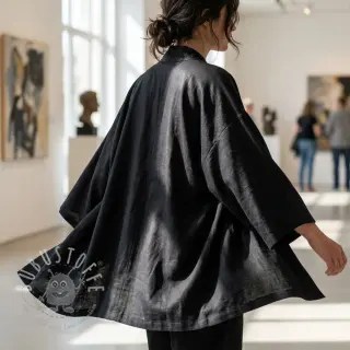 Viskosestoff leinen WASHED black