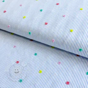 Baumwollstoff DOBBY Stripe and dotty blue
