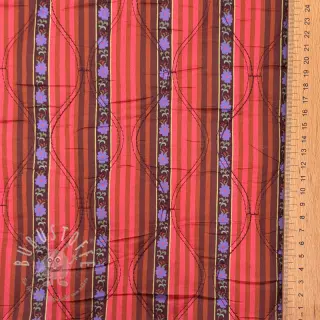 Baumwollstoff VOILE STEPPED Paisley flowers brown digital print