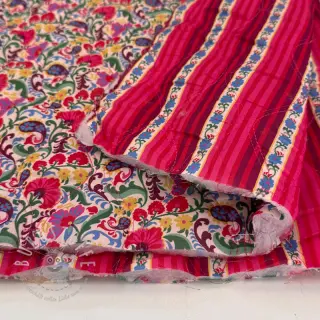 Baumwollstoff VOILE STEPPED Paisley flowers white digital print