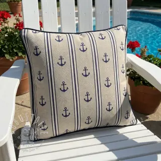 Dekostoff Linenlook Stripe Maritime