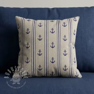 Dekostoff Linenlook Stripe Maritime