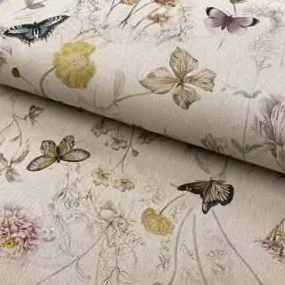 Dekostoff Linenlook Butterfly dreamy flower digital print