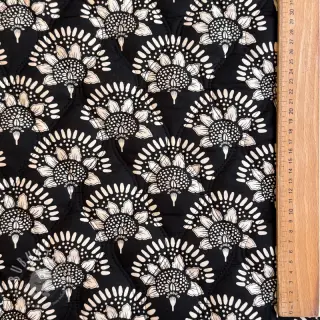 Baumwollstoff VOILE STEPPED Bouquet flowers black digital print