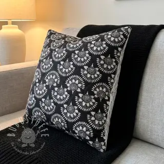 Baumwollstoff VOILE STEPPED Bouquet flowers balck digital print