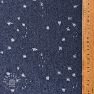 JEANS DENIM 6 OZ Uneven Small Holes dark blue