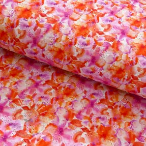 Baumwollstoff EMBROIDERY Viola peach digital print