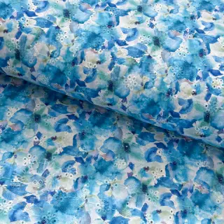 Baumwollstoff EMBROIDERY Viola blue digital print