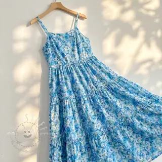 Baumwollstoff EMBROIDERY Viola blue digital print