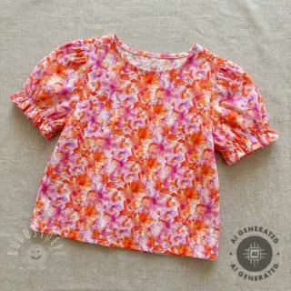 Baumwollstoff EMBROIDERY Viola peach digital print