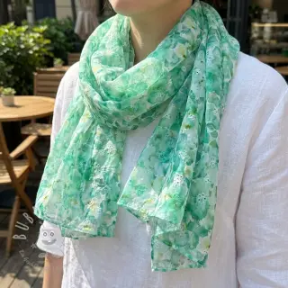 Baumwollstoff EMBROIDERY Viola green digital print