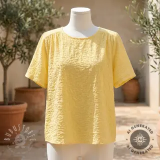 Baumwollstoff SMOGGED EMBROIDERY yellow