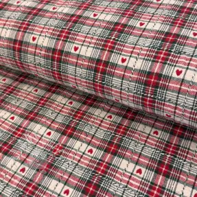 Dekostoff jacquard Villars ecru rouge
